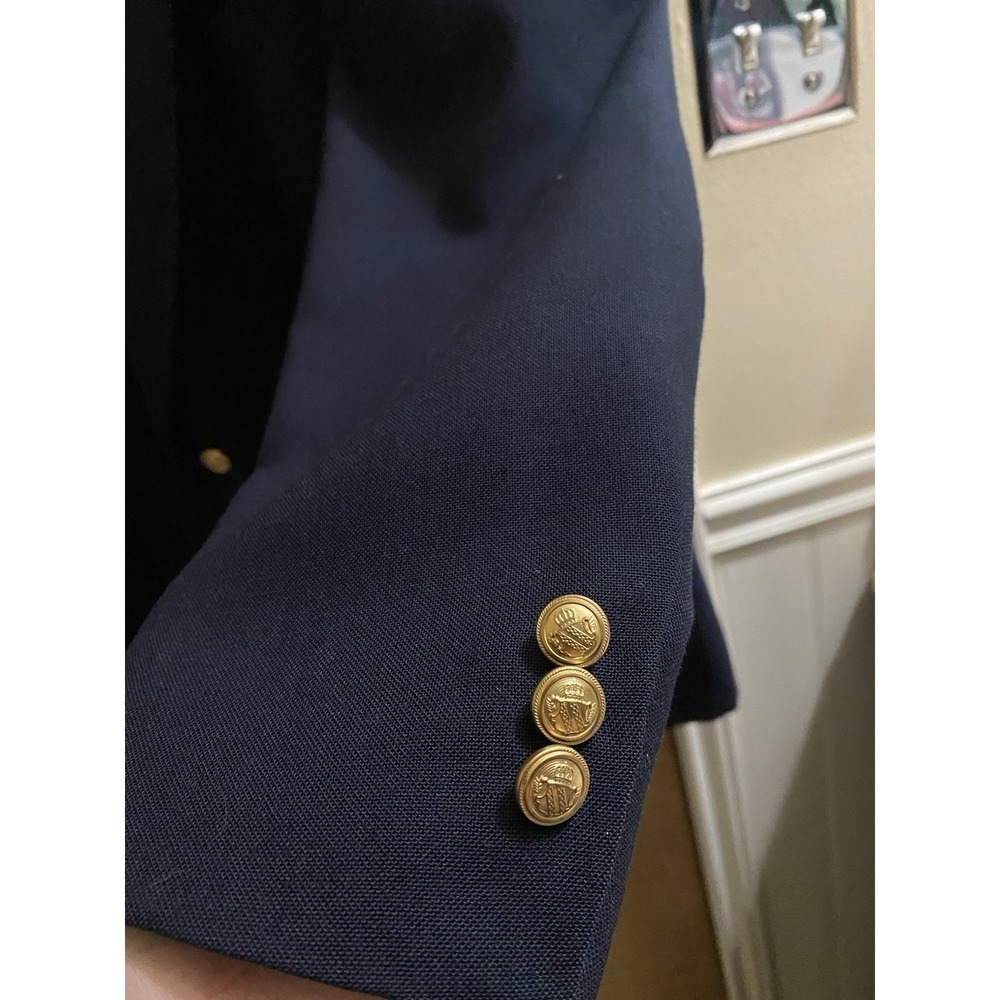 Botany 500 Wool Sports Coat Blazer Jacket Navy Gold Buttons Made In USA - Picture 11 of 13